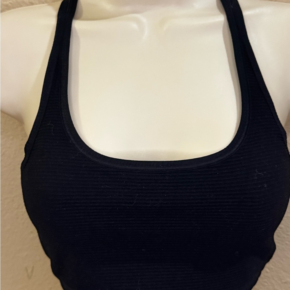 NUX Black Ribbed Sports Bra